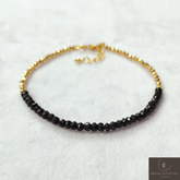 Black Onyx Small Beaded Bracelet, 925 Gemstone Adjustable Bracelet, Protection Gemstone Bracelet, Natural Onyx Jewelry, Woman Fashion Gift
